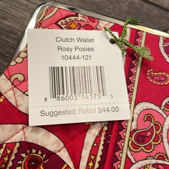 NWT VERA BRADLEY ROSY POSIES CLUTCH WALLET - Picture 2 of 5